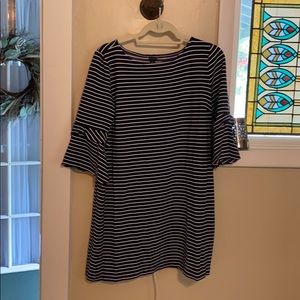 Ann Taylor Navy and White Striped Dress